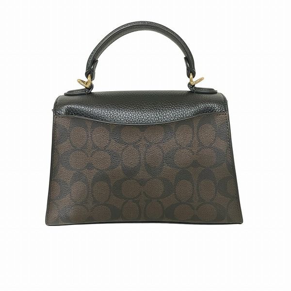 コーチ COACH シグネチャー ペッパー サッチェル C7226 ブラック×ダークブラウン レザー バッグ ハンドバッグ ショルダーバッグ レディース