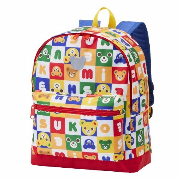 新品ミキハウスmikihouseパズルブロックリュック　総柄　ロゴチェストベルト ミキハウス mikihouse パズルブロック リュック 総柄 ロゴ チェスト