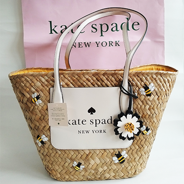 kate spade 新品 正規品 ミツバチ刺繍 お花チャーム付き カゴバッグげんずの出品物一覧