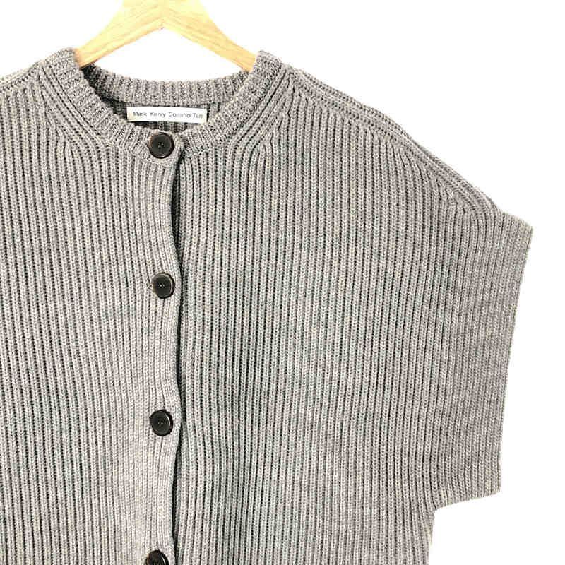 【美品】  MARK KENLY DOMINO TAN / マークケンリードミノタン | ショートスリーブ ニットカーディガン | S | グレー | レディース 美品】 MARK KENLY DOMINO TAN / マークケンリードミノタン | ショート