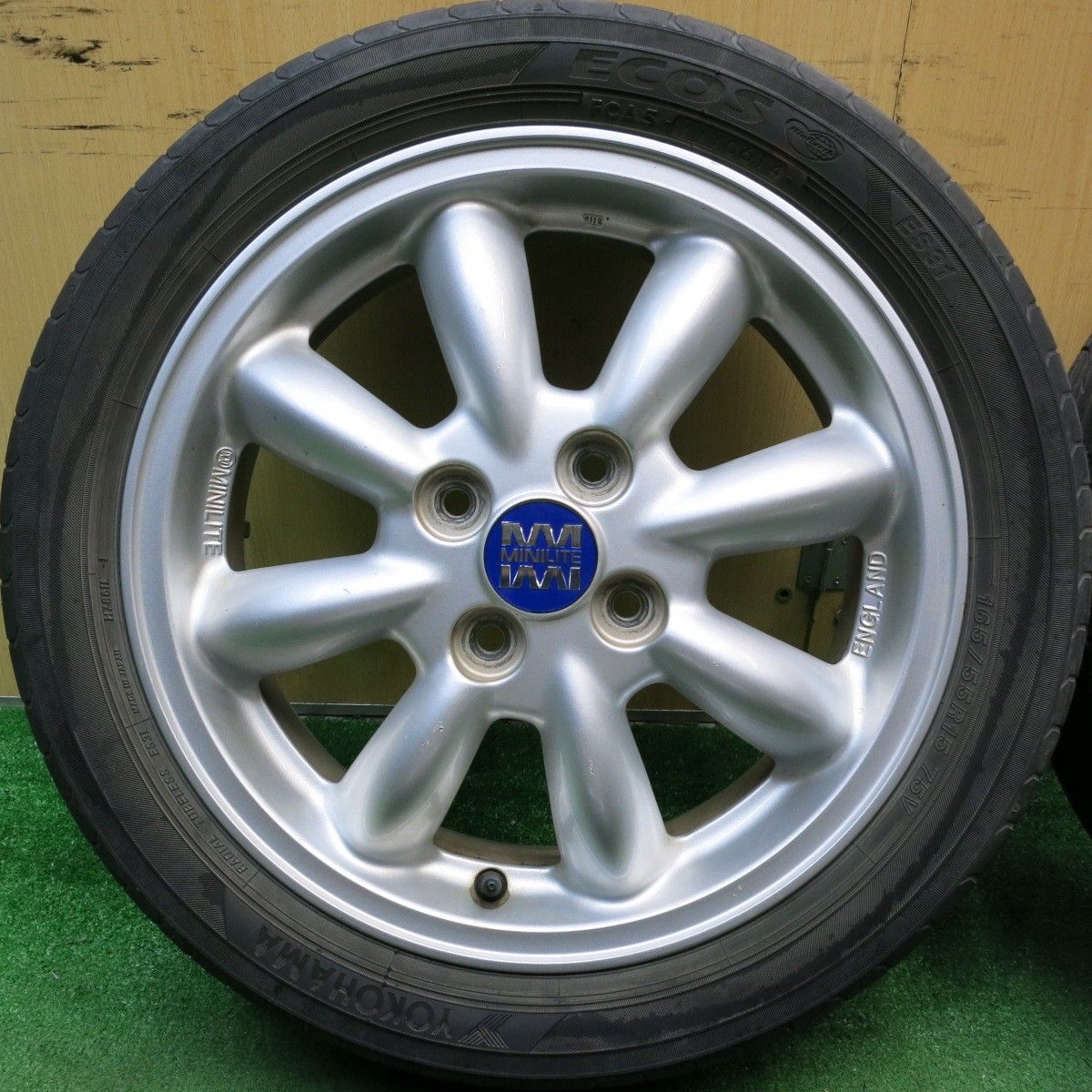 バリ溝 22年 9.5分 ダイハツ ミラジーノ 純正 MINILITE 165 55R15 プラクティバ ヨコハマ エコス ES31 ミニライト 15インチ PCD100 4H 5061305HAノ FFCRYSTALESIA_COM