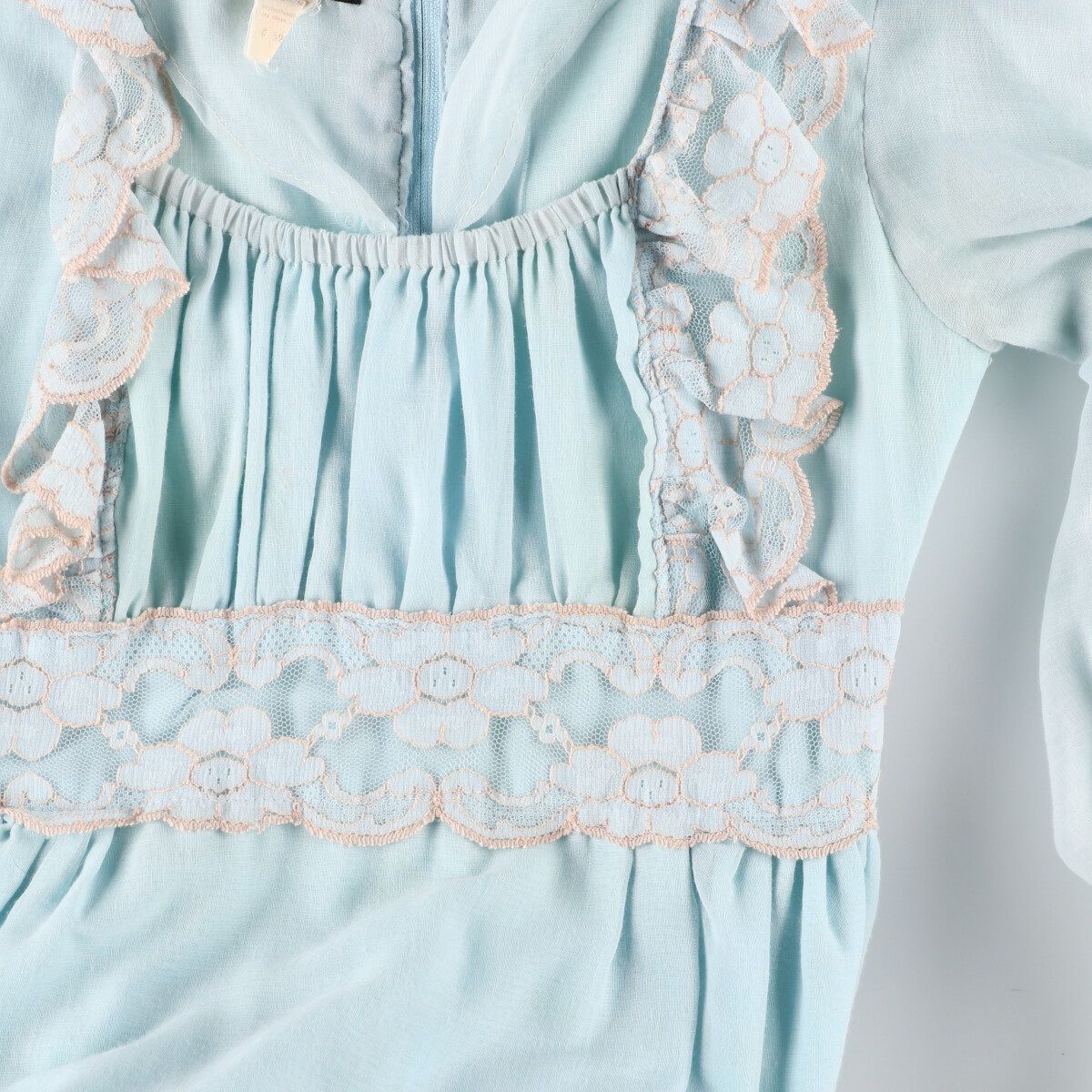 70年代 GUNNE SAX ワンピース レディースM ヴィンテージ 送料無料】70年代アメリカ製 GUNNE SAX 淡いイエロー ふんわり