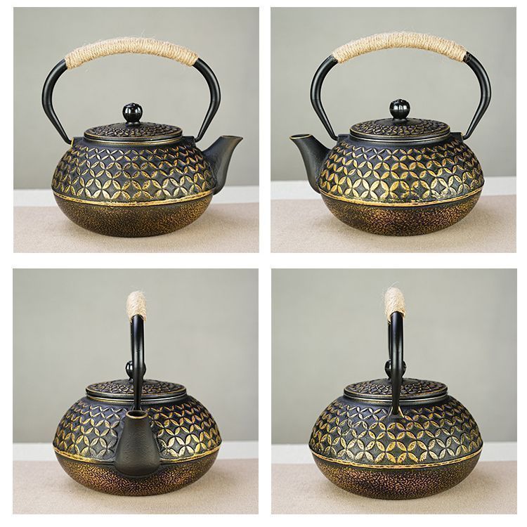 鉄瓶 三角模様 南部鉄器 鉄瓶 蜻蛉 瑠璃色 0.5L | 1848年創業 南部鉄器工房及富