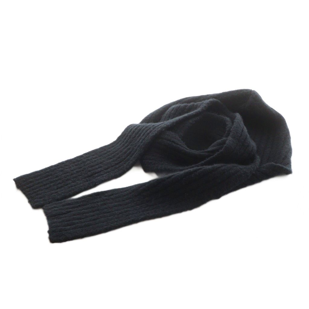 フェティコ FETICO WOOL CASHMERE KNIT HOODED SCARF マフラー フード ウール カシミヤ混 黒 ブラック FTC234-2001 |AN44 GY52