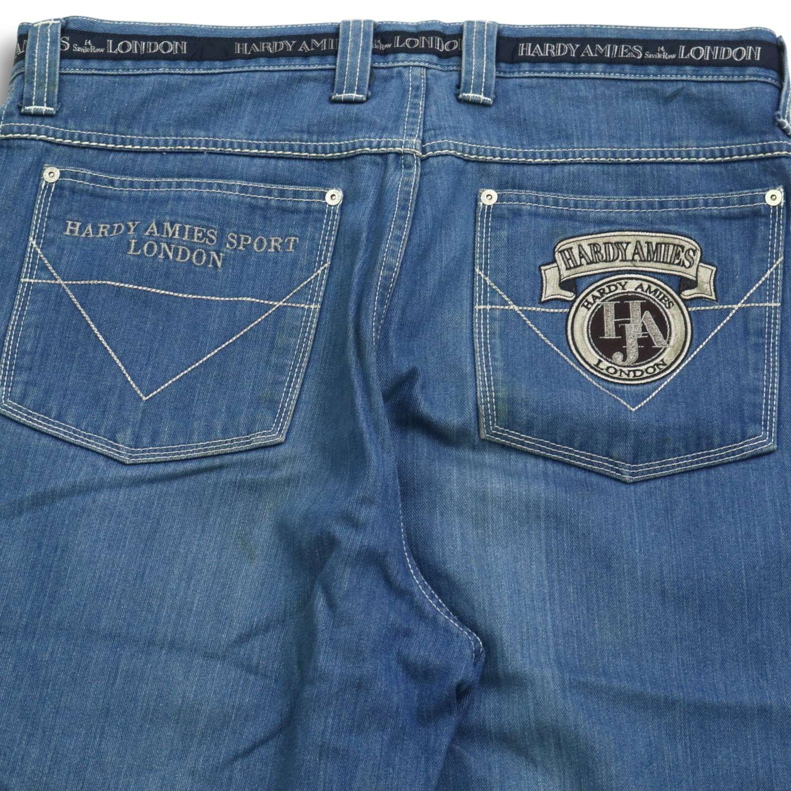 ☆HARDY AMIES SPORT☆美品☆デニム ジーンズ ストレート W91 HARDY AMIES SPORT ハーディエイミス ロゴワッペン☆ レーヨン