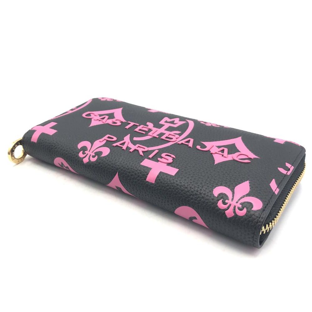 カステルバジャック ラウンドファスナー 長財布 ブラック／ピンク 新品未使用 中古】CASTELBAJAC ラウンドファスナー長財布 ブラック ピンク