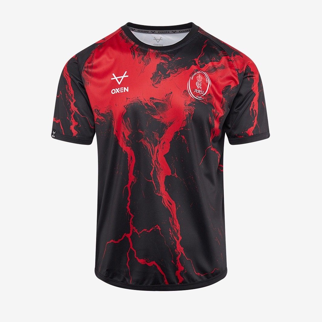 オクセン ラグビー 2025 トレーニング Tシャツ 赤 黒 レッド ブラック 公式モデル 日本未発売