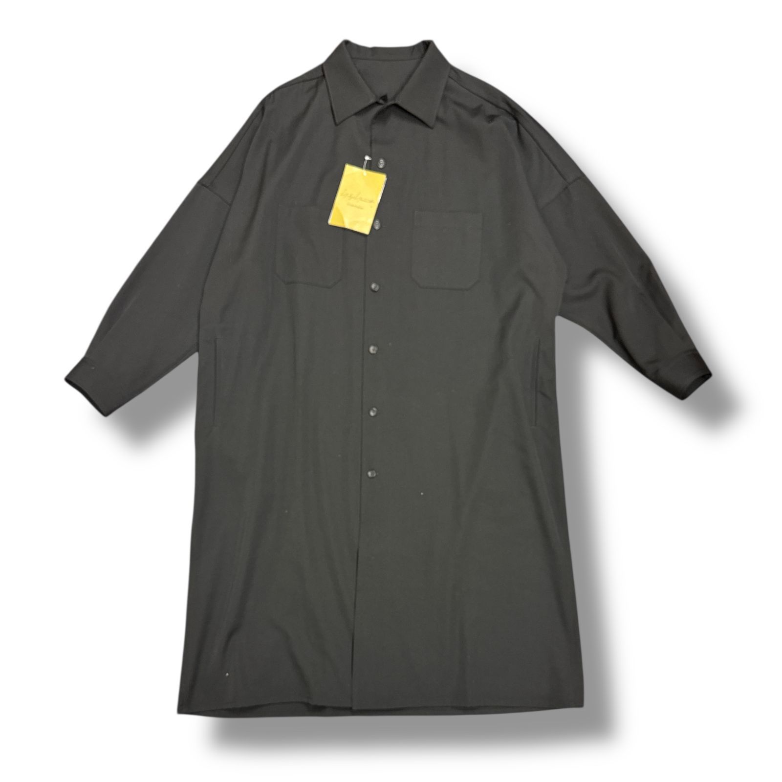 yohji yamamoto pour homme ギャバロングブラウス Yohji Yamamoto POUR HOMME シワギャバステンカラーロング