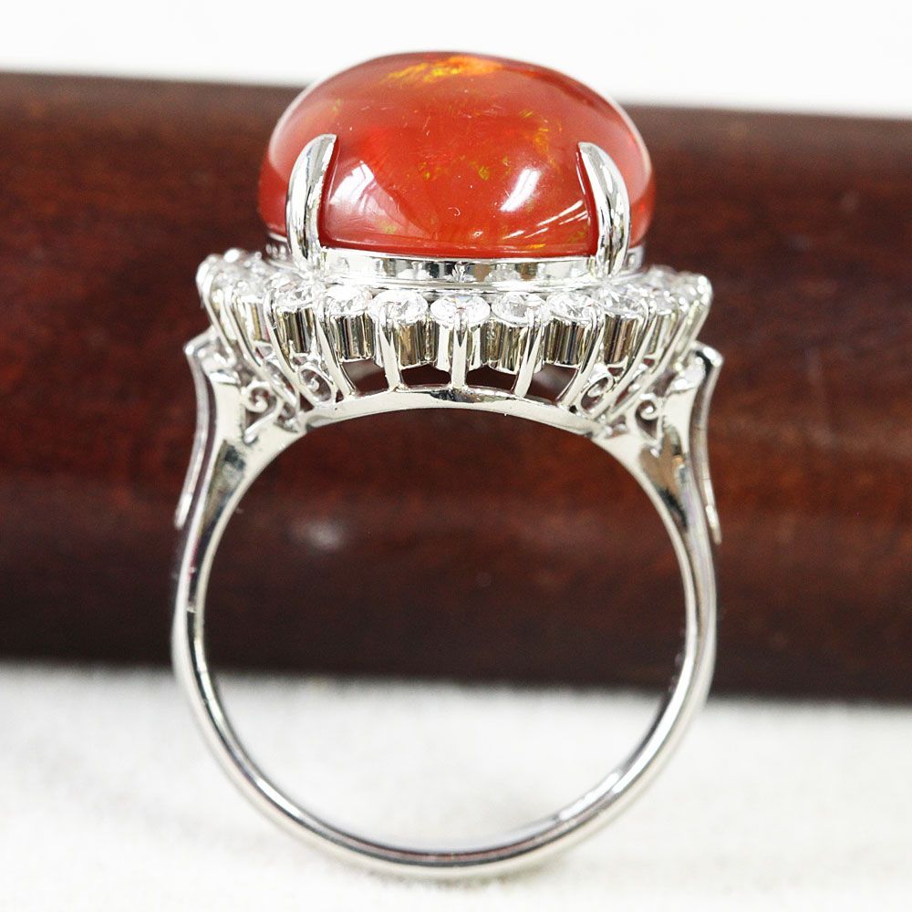 アステカの太陽！特品超希少！11ct ファイアオパール プラチナ リング 