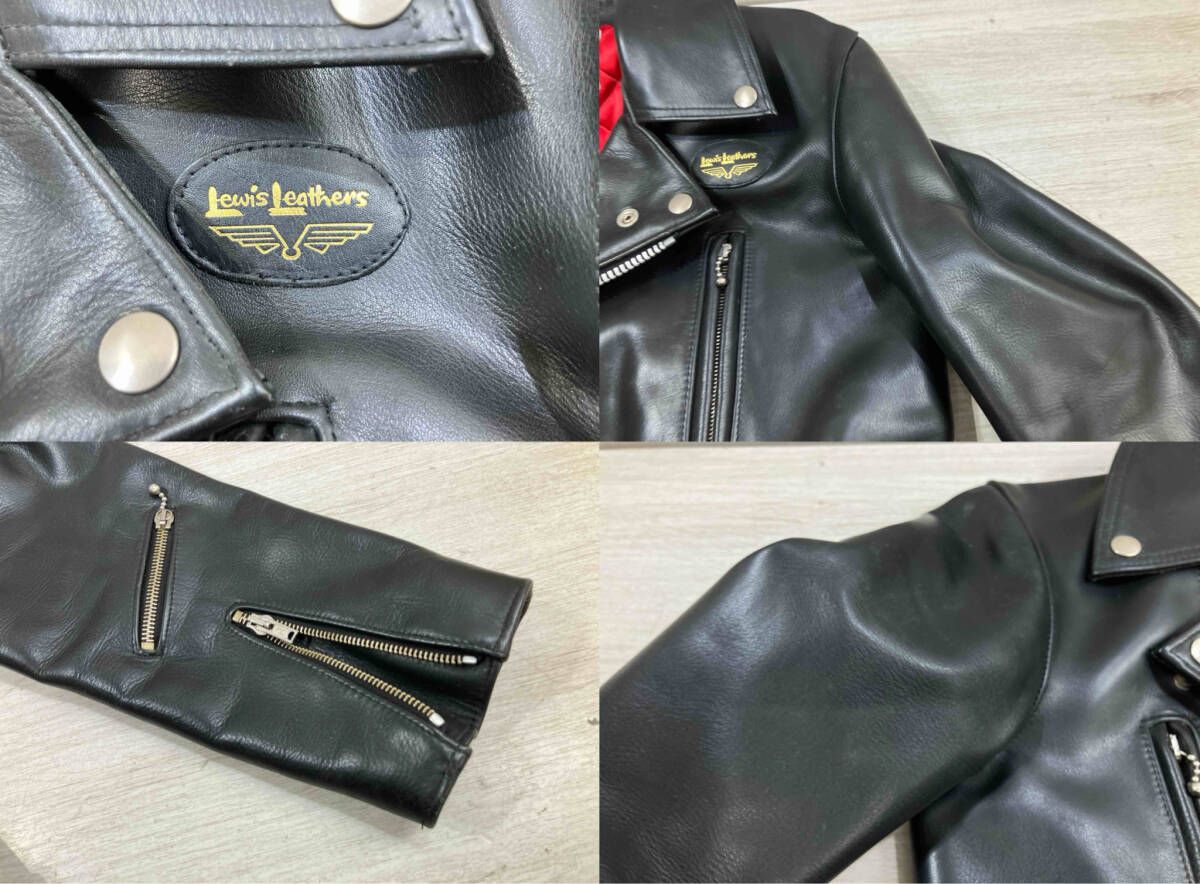 通年 Lewis Lether ルイス レザー ダブルライダース ジャケット レザージャケット レッドキルティング バイカー XS ブラック 黒 WWW_SUPERTOOLSSHOP_NL