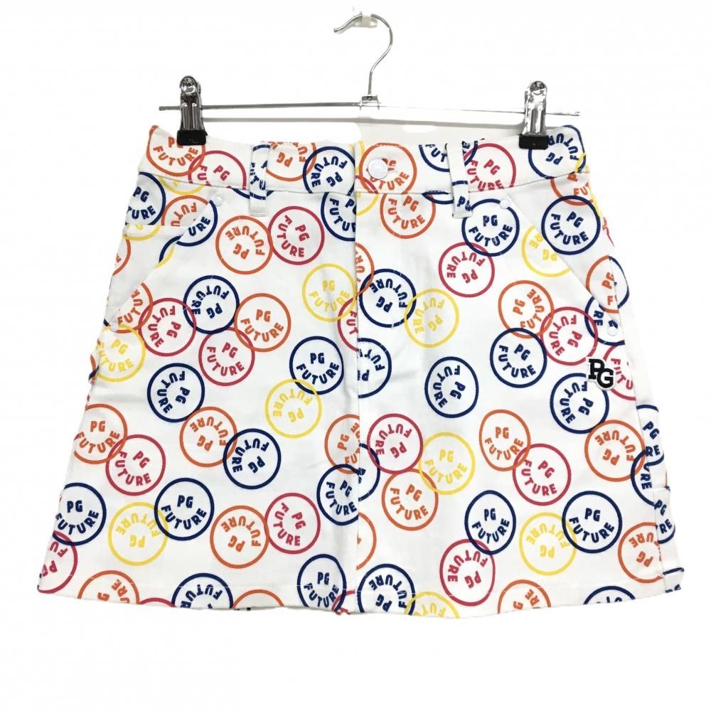 パーリーゲイツ スカート 白×マルチカラー FUTUREニコ ストレッチ レディース 0 S ゴルフウェア PEARLY GATES