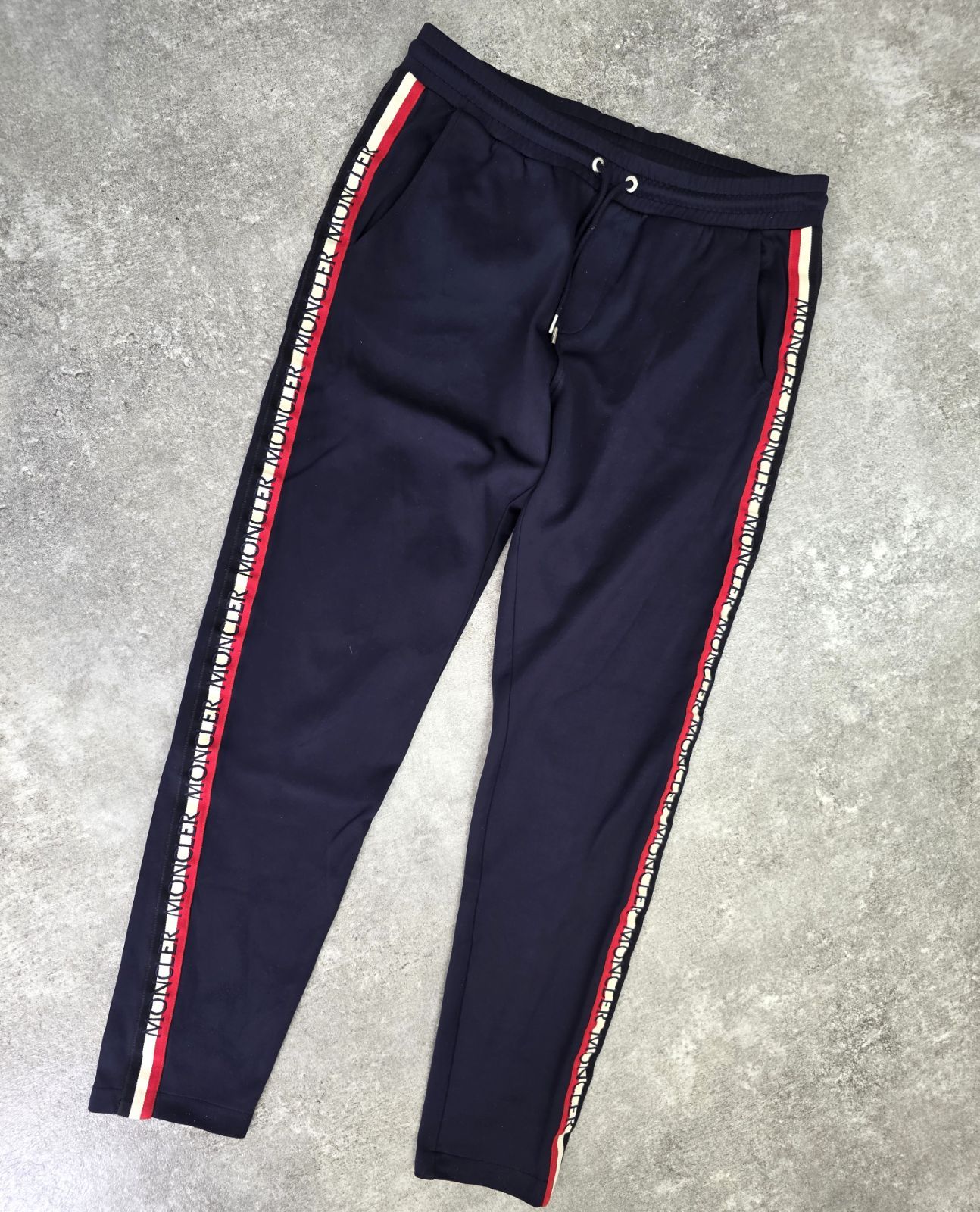 MONCLER モンクレール サイド ロゴライン スウェット ジャージ トラック パンツ PANTALONE メンズ M ネイビー PAWNSHOPRiZ パウンショップリズ