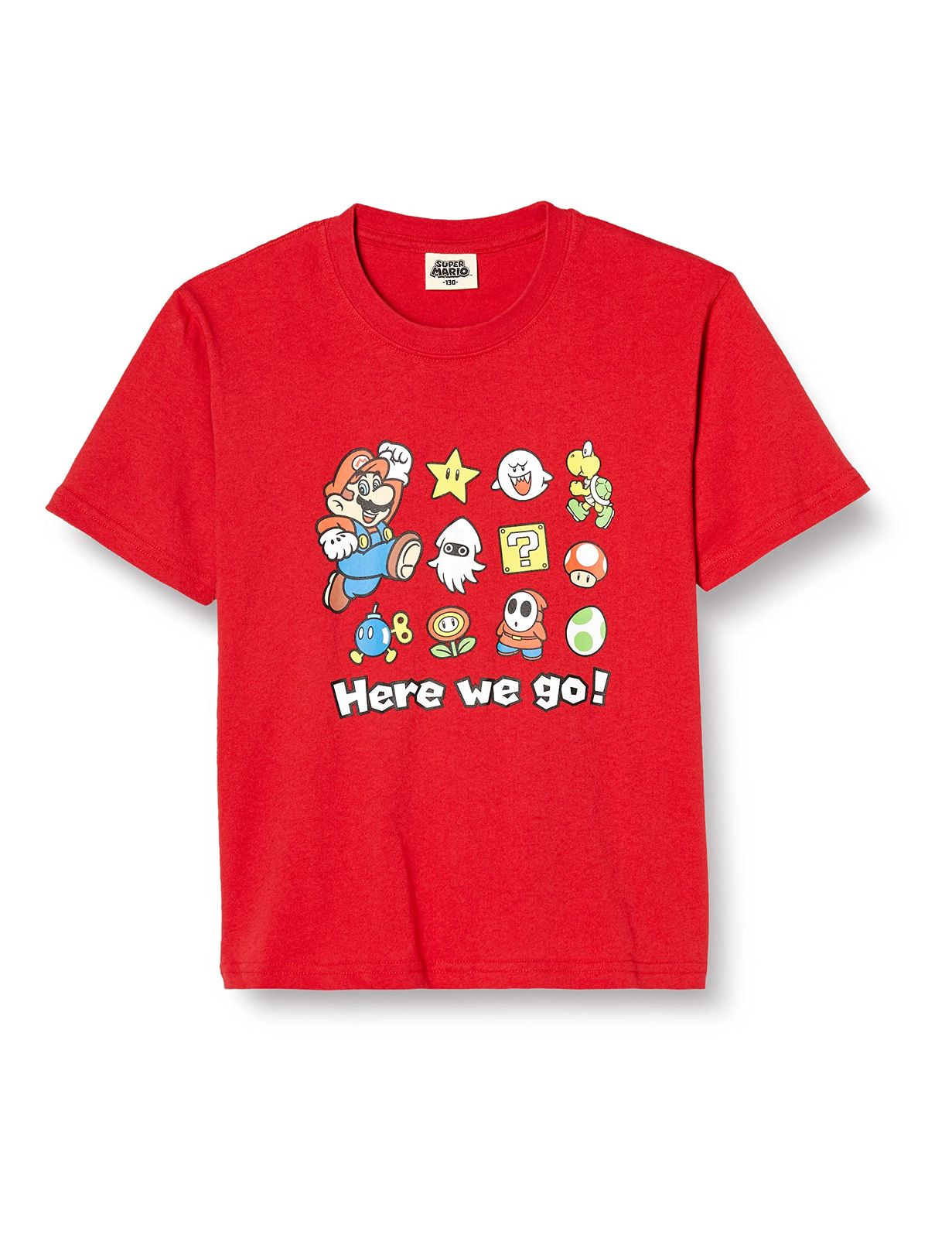 [スーパーマリオ] Tシャツ マリオ グッズ キャラクター キッズ HERE WE GO ヨッシー ルイージ 子供服 レッド [レッド] [Free Size]