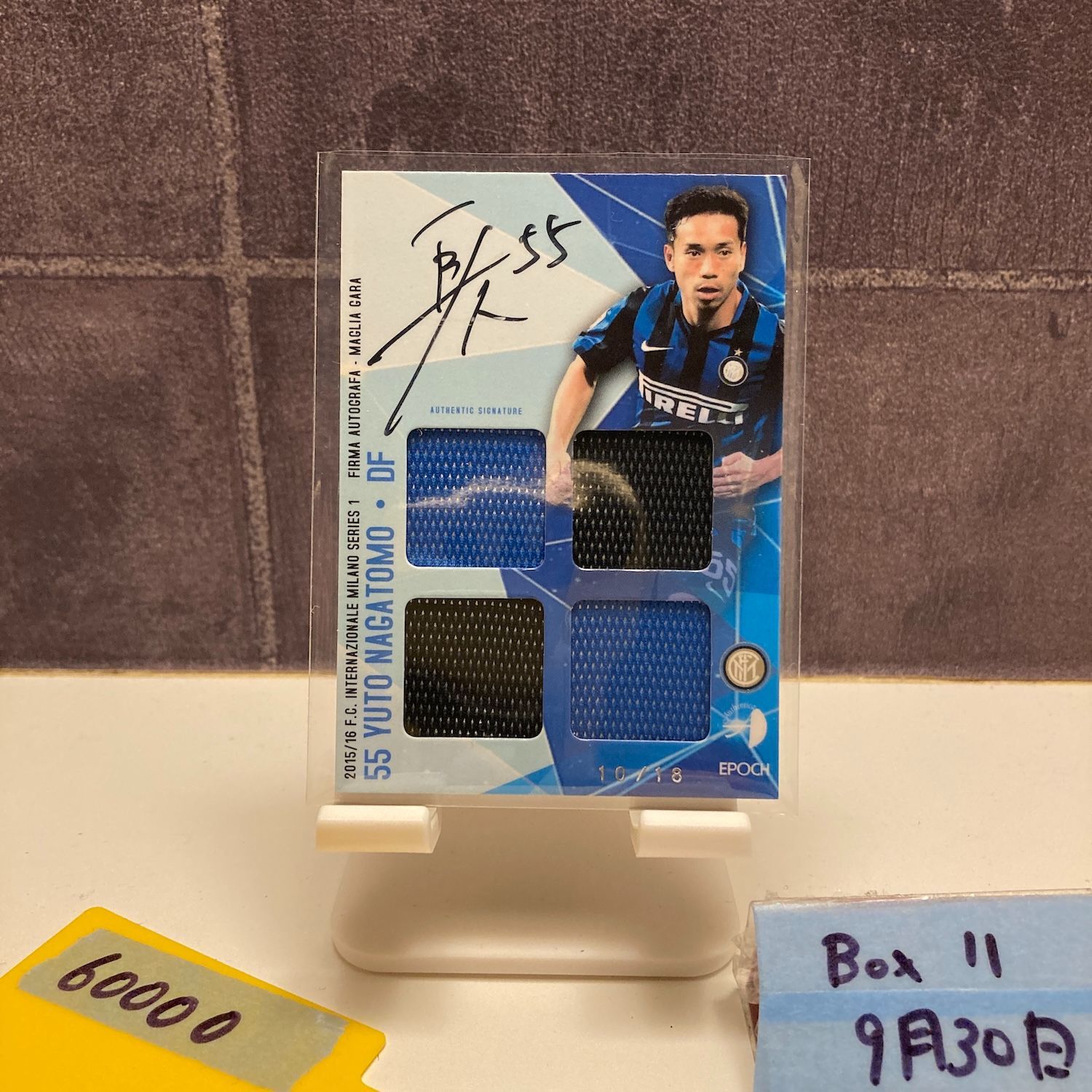 2015|16 Epoch 長友佑都 10|18 直筆サイン インテル Inter FC Internazionale Milano Game Used Shirt カード