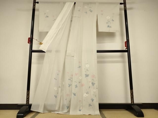 平和屋着物＊夏物 訪問着 絽 草花文 正絹 AABA2896jd