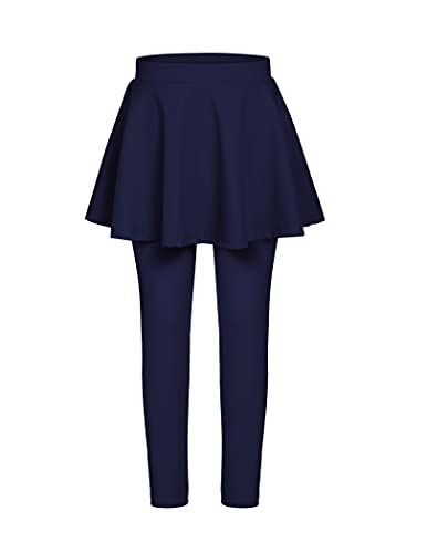 ネイビー_130 [Arshiner] スカッツ スカートレギンス付き ガールズ 女の子 キッズ 無地 カワイイ 快適 あったか 120~160cm 春 夏 秋 オールシーズン履け