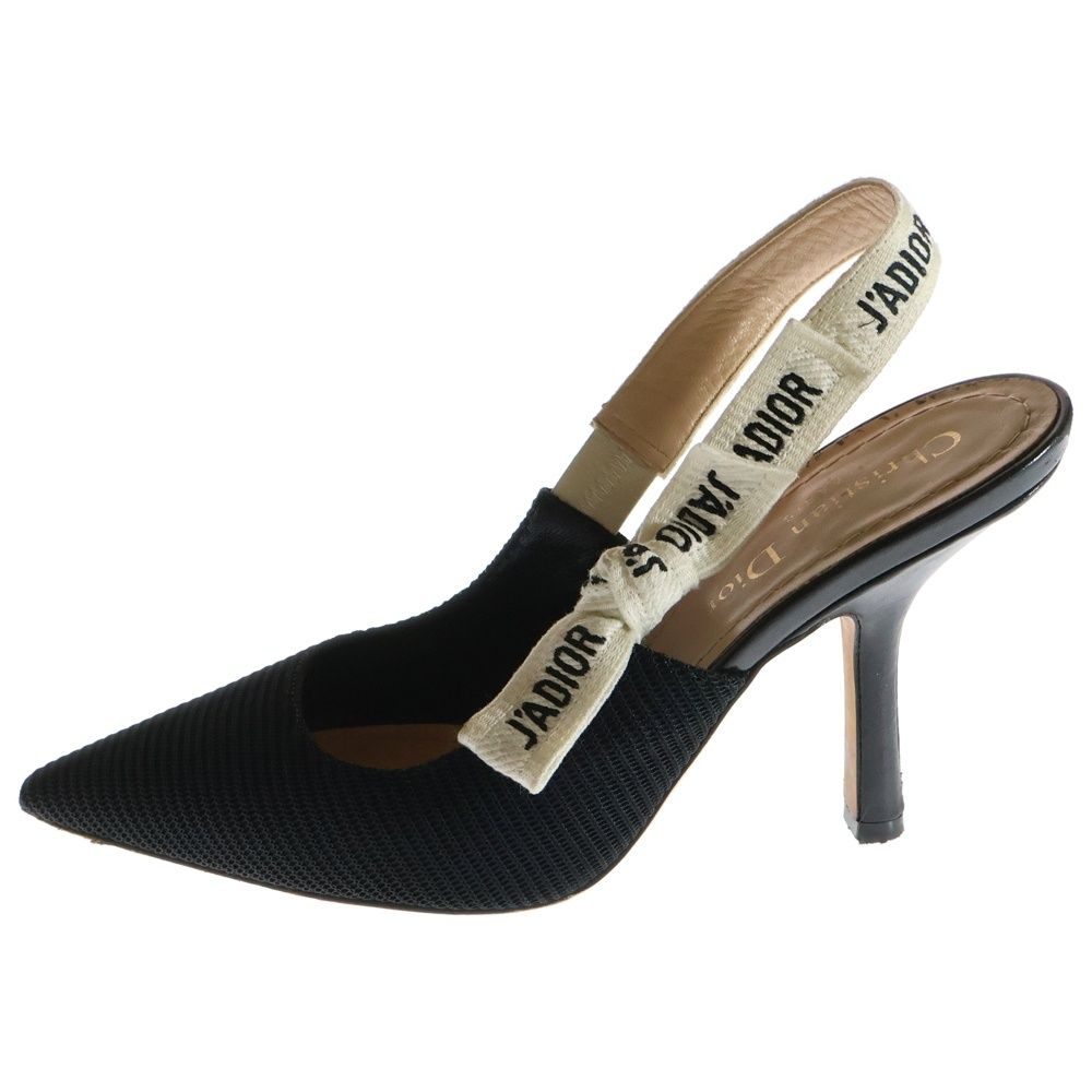 Christian Dior クリスチャンディオール J A DIOR スリングバックロゴヒールパンプス KDC200TFL_S900 ホワイト|ブラック レディース