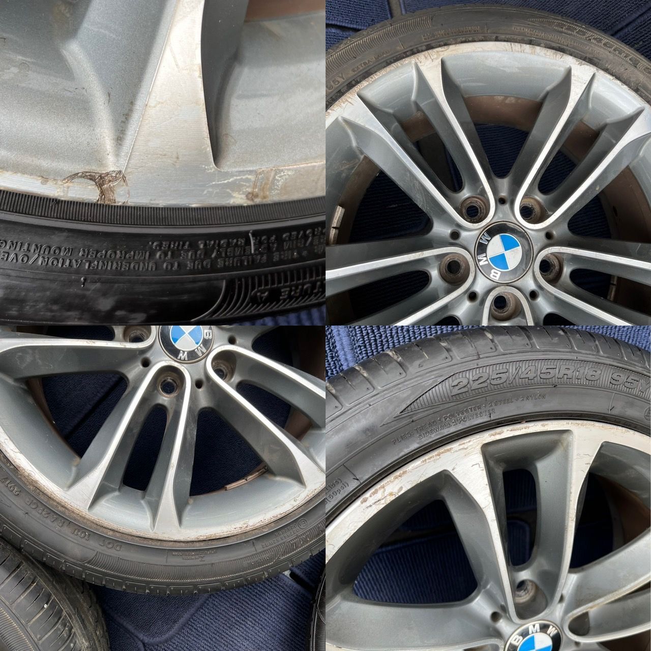 新品お買い得中古 アルミ純正ホイール BMW 4本セット17X8J タイヤ225/45R17 4本セット 純正品