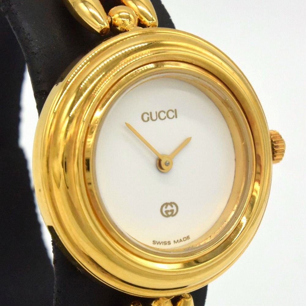 GUCCI チェンジベゼル 11|12 腕時計 クォーツ 電池式 ゴールド GP レディース