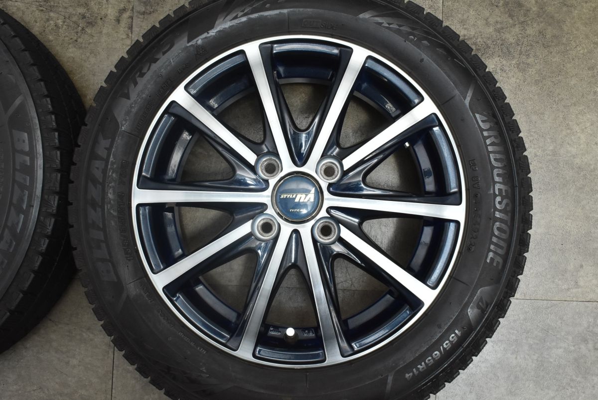 14インチ VRX3 155/65R14 4.5J+45 100 軽自動車 バリ溝 中古タイヤ 