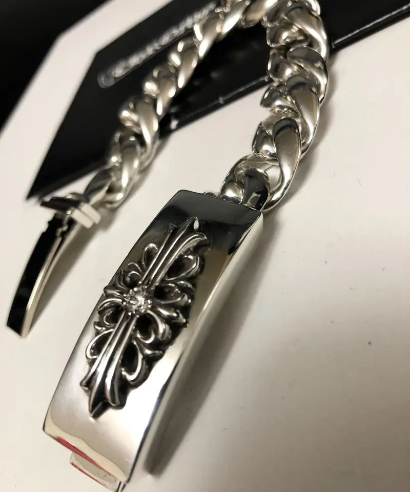 クロムハーツ925 97 クロムハーツオールド97刻印フローラルクロスダイヤ入りID