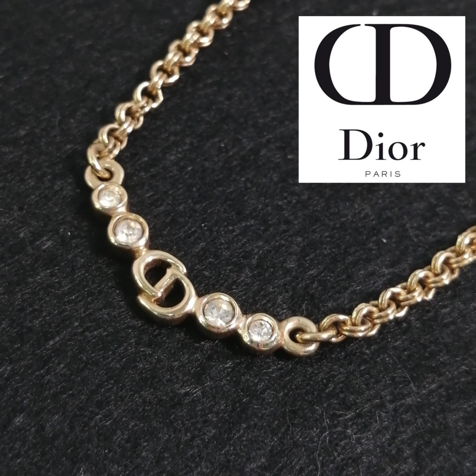 14☆ Christian Dior ゴールド クリスチャンディオール ストーン 4連 