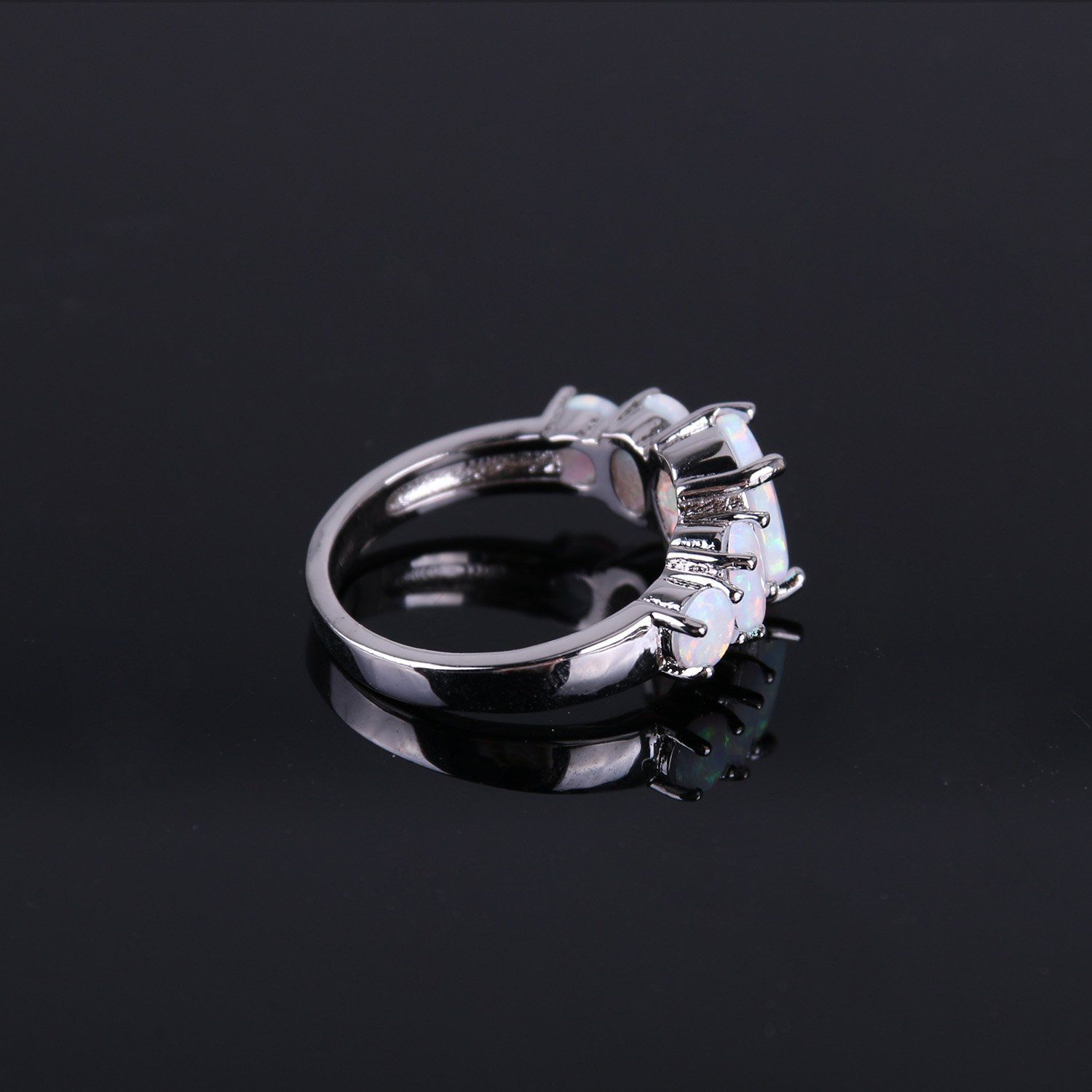  天然石 オリジナル シルバー BOX 誕生石リング 収納ポーチ オーパル指輪 ホワイト KELITCH 12号 リング アクセサリー