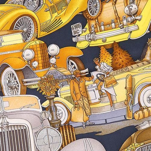 美品 エルメス スカーフ HERMES カレ90 シルク Automobile オート 