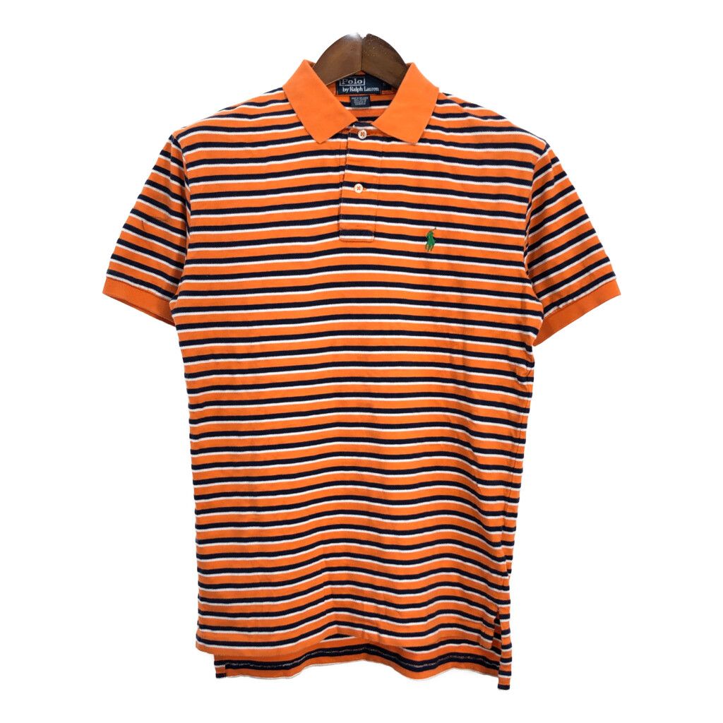 Polo by Ralph Lauren ポロ ラルフローレン ポロシャツ ボーダー オレンジ (メンズ S) 中古 古着 R5614