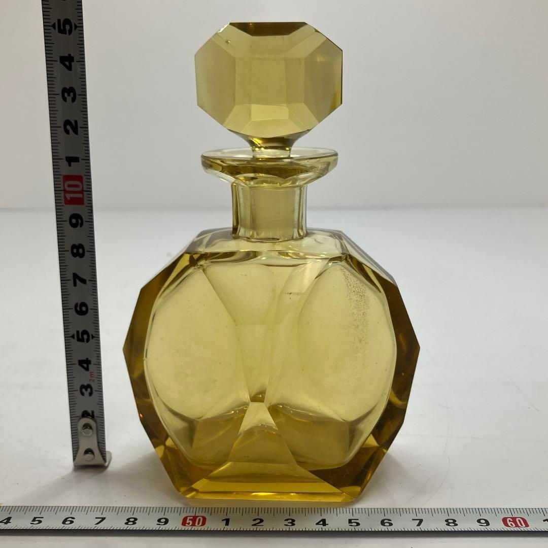 アンティーク フランス製 ハンドカット アンバーデキャンタ 東金