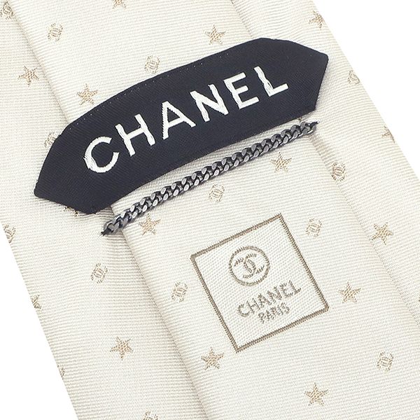 シャネル CHANEL ネクタイ ココマーク スター 9.5cm シルク ホワイト