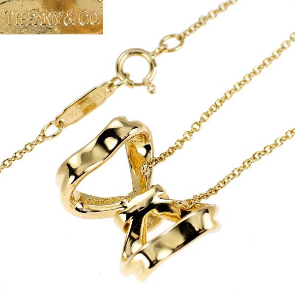 ティファニー K18YG ペンダントネックレス リボン