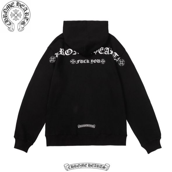 美品CHROME HEARTSパーカー 男女兼用 ブラック - メルカリ 