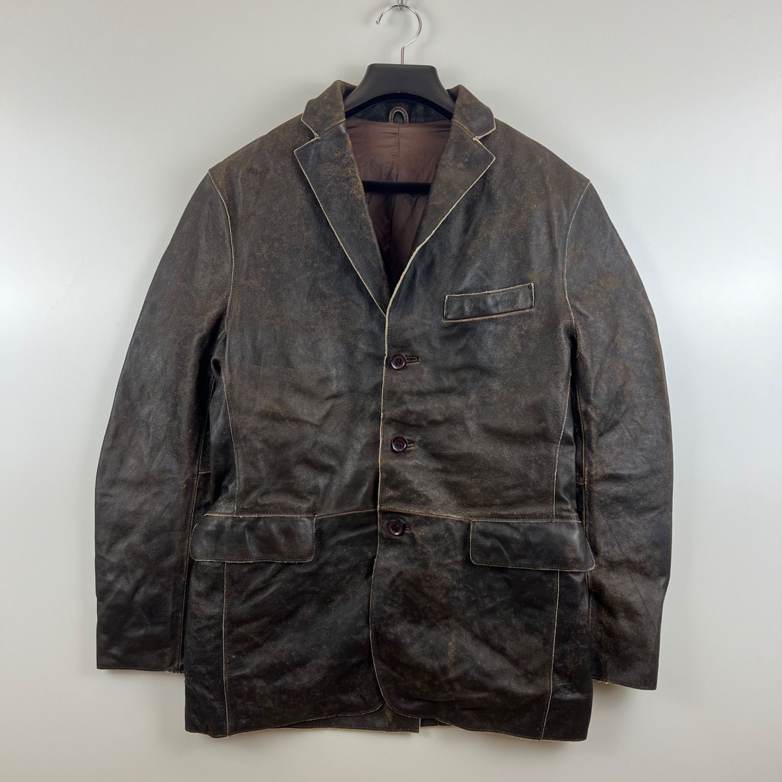 TETE HOMME 00s archive y2k grunge leather 3B jacket L テットオム