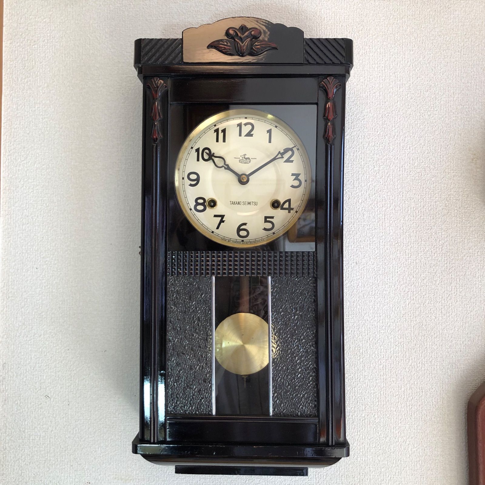 昭和レトロ 高野時計 宮型掛時計 オーバーホール済 稼働品 - 掛時計/柱時計