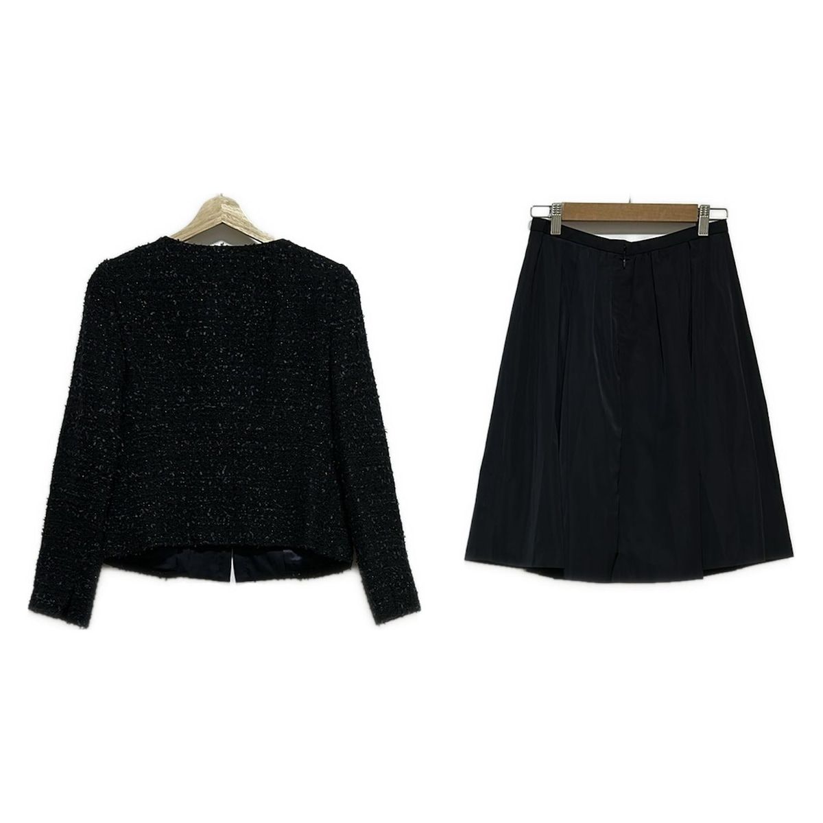 UNTITLED アンタイトル スカートスーツ レディース - 黒×ダークネイビー ツイード