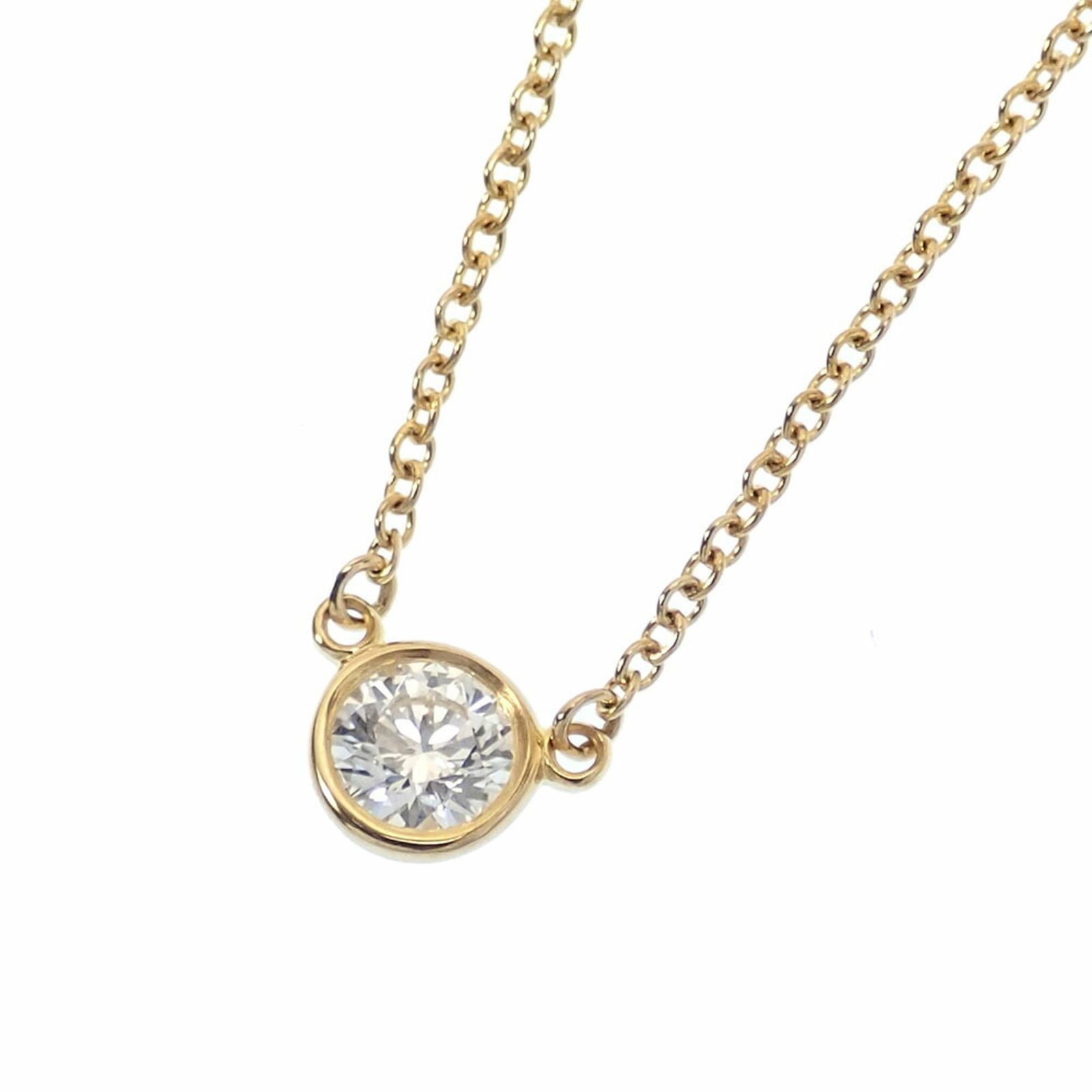 ティファニーバイザカードダイヤモンドネックレス750k18 美品 ティファニー(Tiffany) ティファニー バイザヤード シングル