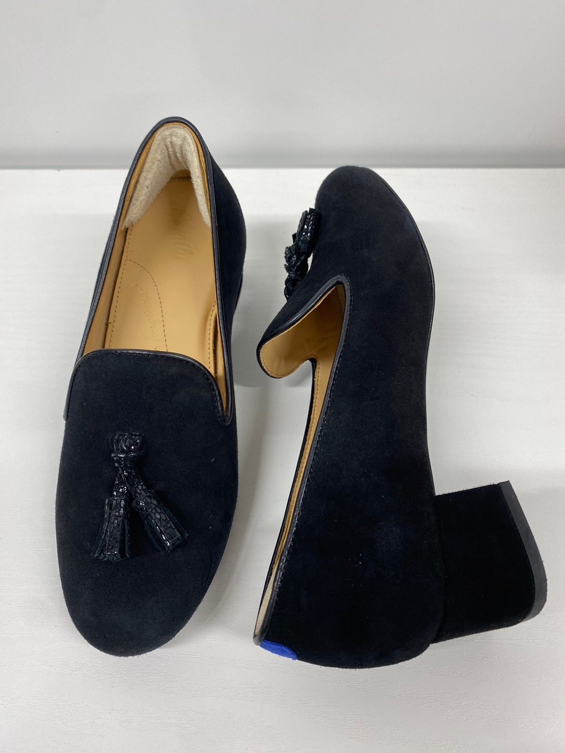 chatelles シャテル ローファー マテオ 4cm ヒール 黒 CM045TSH タッセル スエード