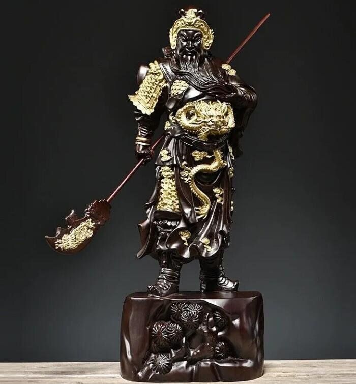 関羽像 彫刻 上品 黒檀木 仏師で仕上げ品 武財神 中国武将 三国志 木彫