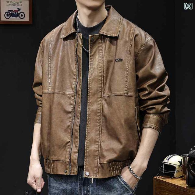 最新アイテム。 L 12 秋冬 コーデ メンズ 服 シンプル ファッション オシャレ 大人 かっこいい 大きいサイズ ストリート 紳士服 ハイエンド バイク エコ レザー ジャケット アメリカン レトロ 【新作到着!!】