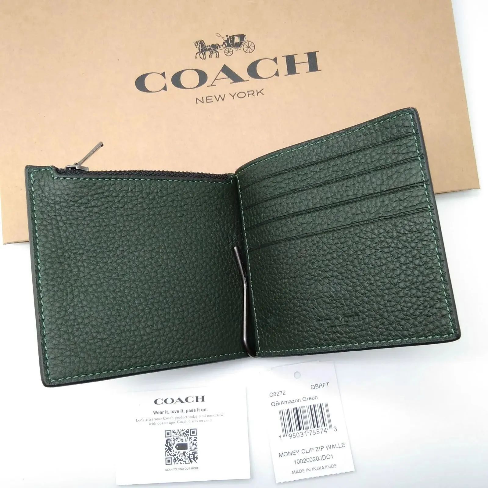 COACH マネークリップ 新品 アマゾングリーン 最新作 限定カラー メンズ 新品 COACH マネークリップ 財布 日本限定 カラー アマゾングリーン