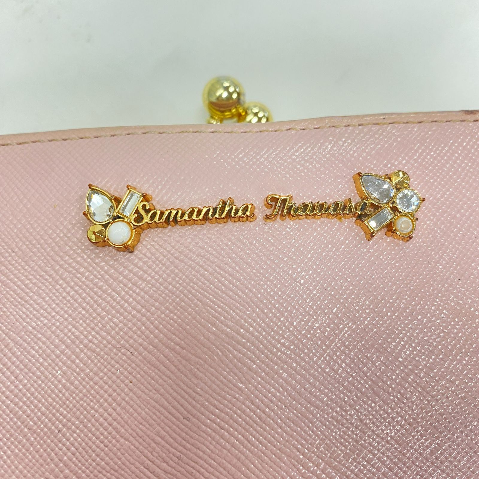 【美品】SamanthaThavasa ピンク　二つ折り財布 サマンサタバサ &シュエット がま口 口金 折財布 財布 二つ折り