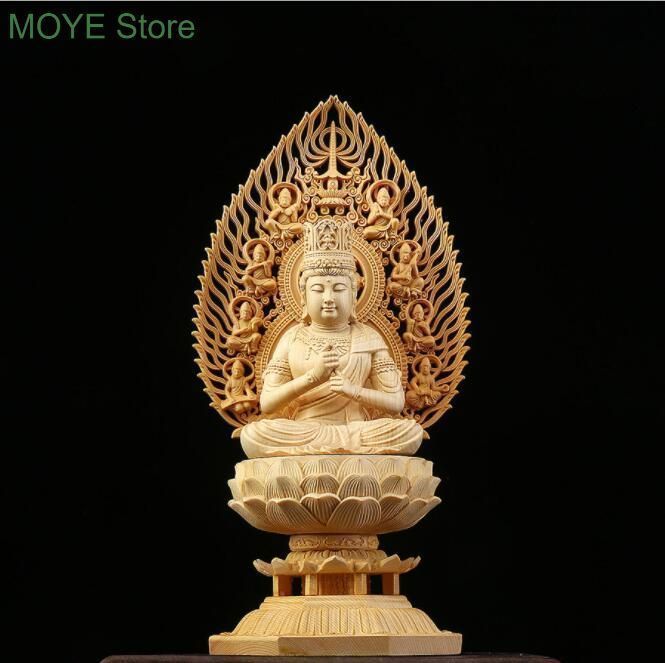 極上品/綺麗 総檜材　仏教工芸品　木彫仏像　精密彫刻　仏師で仕上げ品 大日如来座像