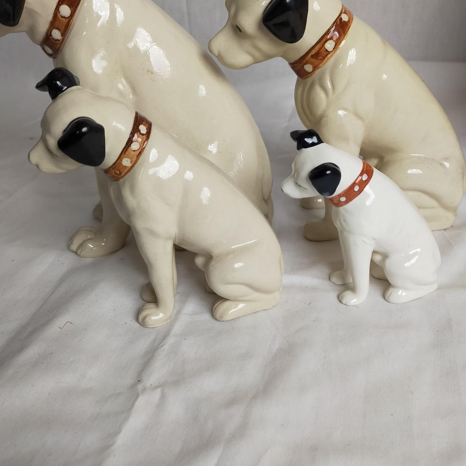 ビクター犬　ニッパー　陶器　 5匹セット 陶器製 ビクター犬ニッパー 置物 6.8cm・5.5cm 2個