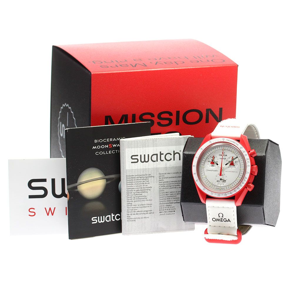 スウォッチ Swatch Mission to Mars SO33R100 OMEGA×Swatch クロノグラフ クォーツ 腕時計 セラミック レッド×ホワイト 未使用