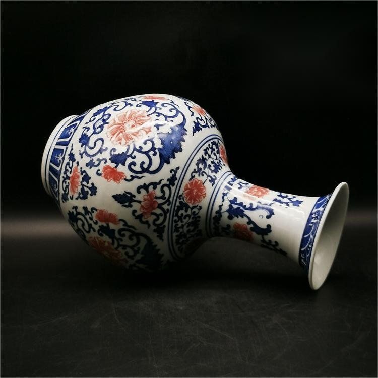 極美品 ！ 青花 花紋 花瓶 花柄 陶磁器 観賞 置物 中国陶磁 収蔵