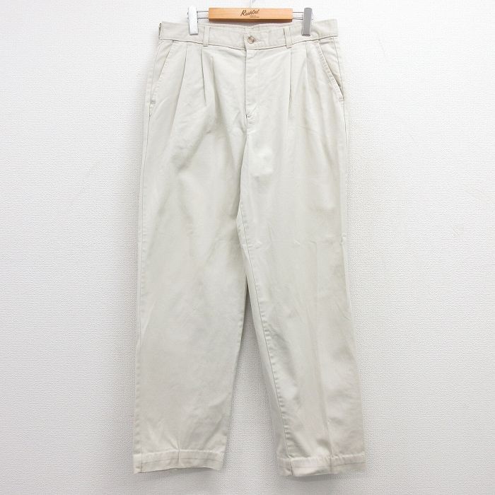 W34/古着 h.i.s チノ パンツ チノパン メンズ 90s コットン 薄ベージュ カーキ 24feb16 中古 ボトムス ロング