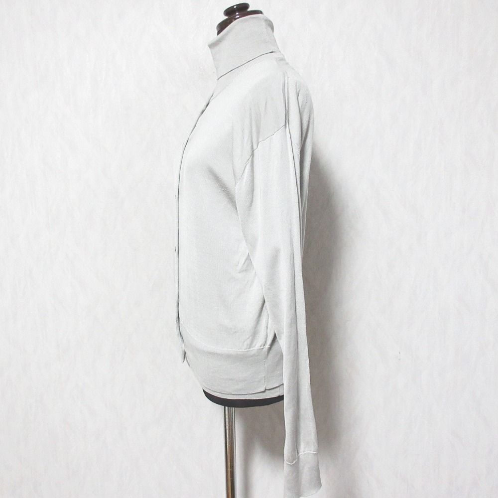 良品 24SS BEAMS デミルクスビームス シルク クルーネックカーディガン＋ハーフスリーブタートルネックニット アンサンブル 36 グレー レディース 古着 中古 良品 24SS BEAMS デミルクスビームス シルク クルーネック