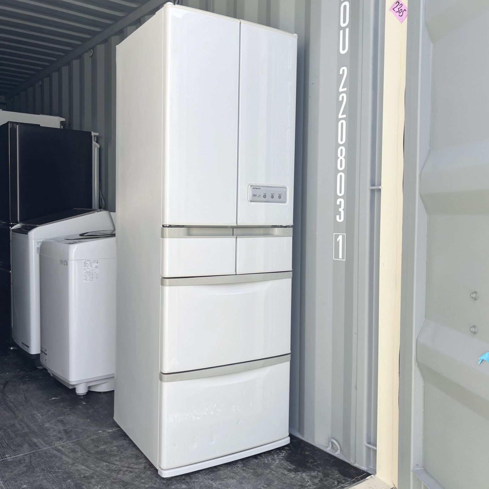 66取付無料！完動品！高性能日立自動製氷付き おしゃれホワイト6ドア冷蔵庫！ 66取付無料！完動品！高性能日立自動製氷付き おしゃれホワイト6