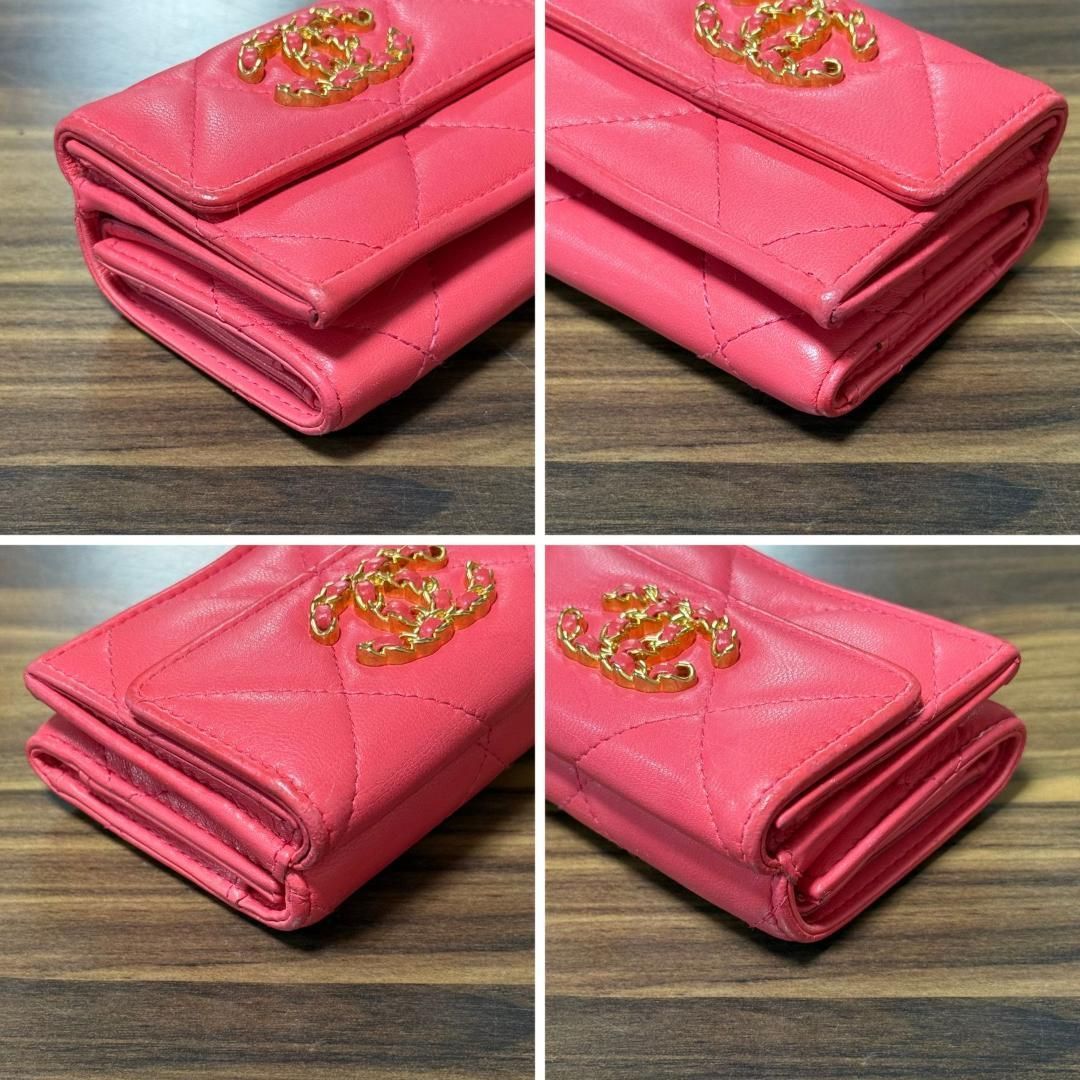 美品*シャネル 三つ折り財布 ディズヌフ 19 ココマーク マトラッセ 30番台 ⭐️美品 シールあり⭐️CHANEL 19 三つ折り 財布 マトラッセ